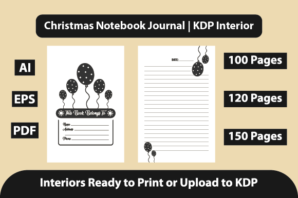 Christmas Notebook Journal: A Kdp Interiors Gem