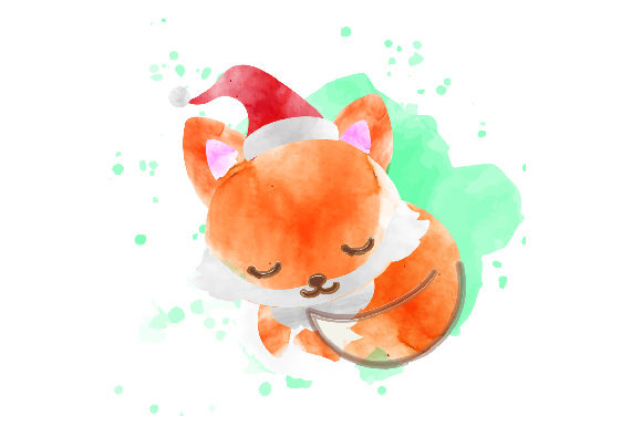 Christmassy Watercolor Fox for Christmas Branding