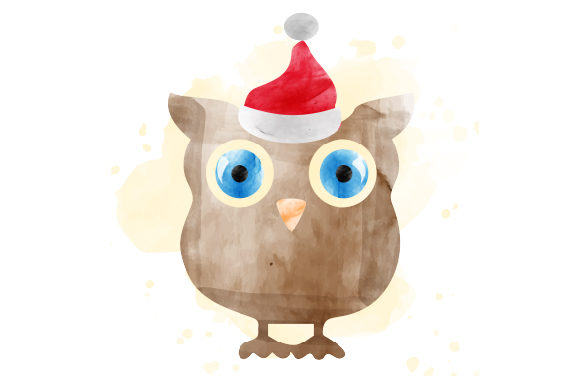 Christmassy Watercolor Owl for Christmas Blog Graphics
