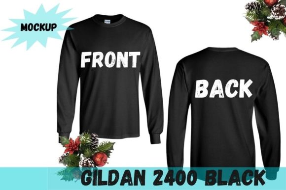 Front and Back Gildan 2400-Black for T-Shirts