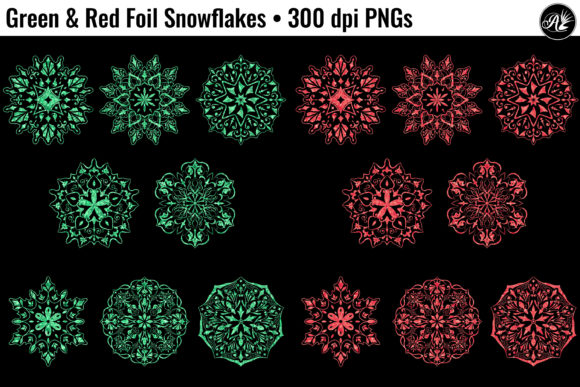 Green Red Foil Snowflakes for Crafts