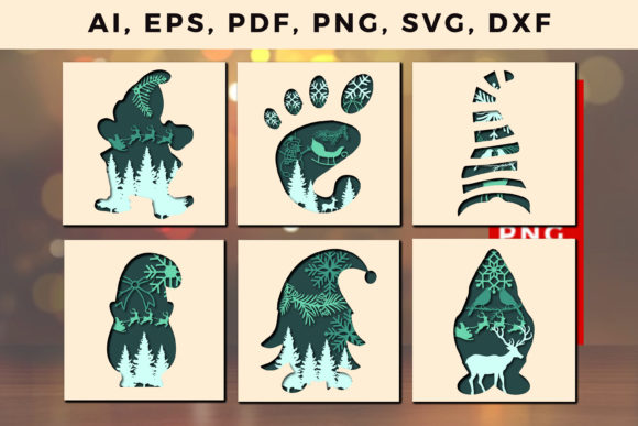 Layer Cut Christmas Gnome SVG Bundle