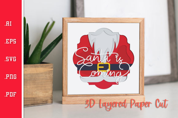 Santa is Coming 3D Paper Cut for Crafts