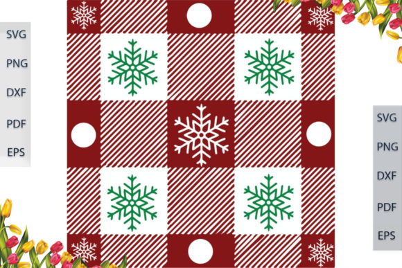 Snowflake Red Buffalo Pattern SVG Files